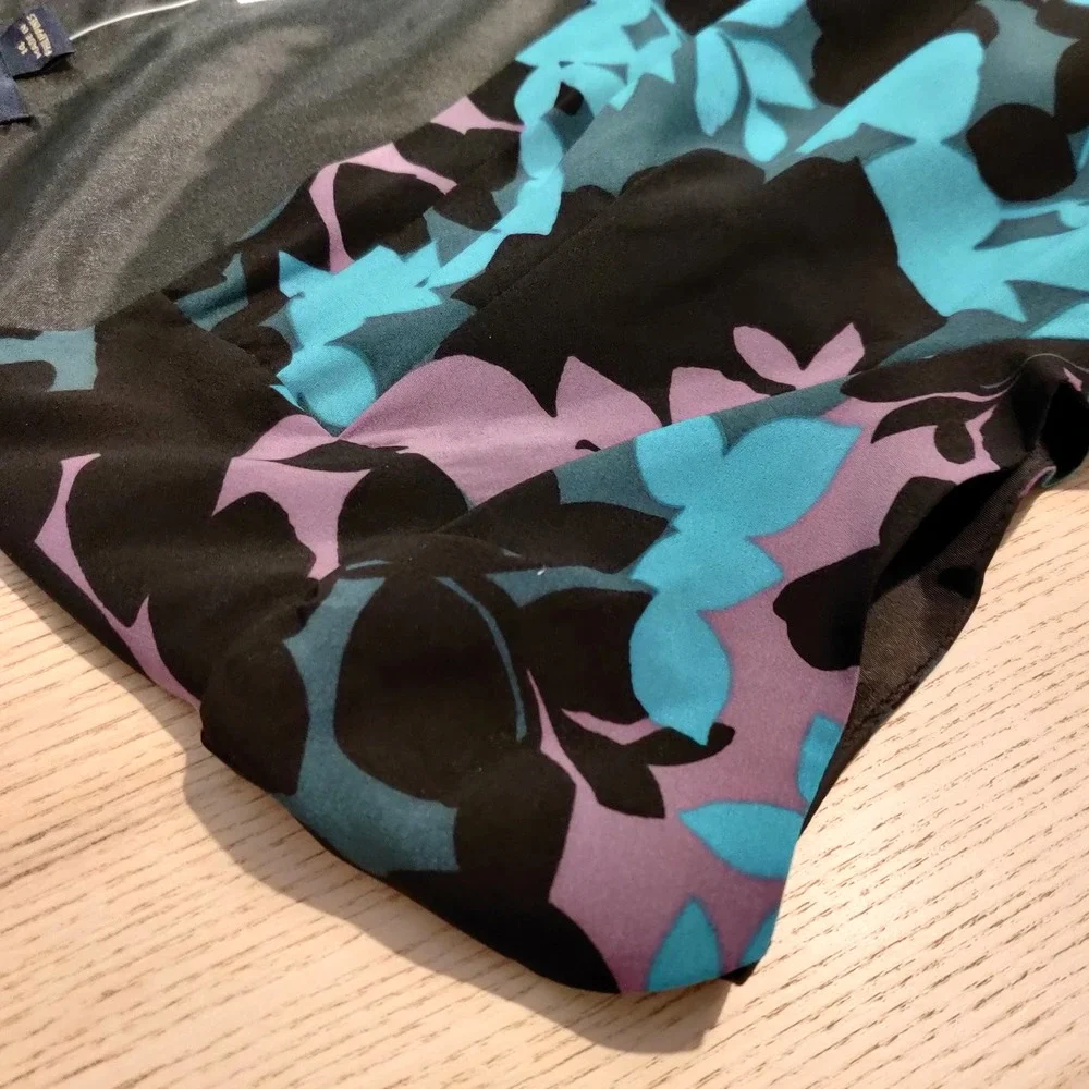 Banana Republic Floral Print Wrap Dress Size 14 Teal Black Party Wedding Y2K NWT - Picture 9 of 16